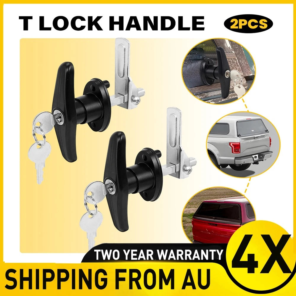 4PCS Metal, Keyed Locking for Ute Heavy-Duty Rear Fixing Canopy T-Lock Handle