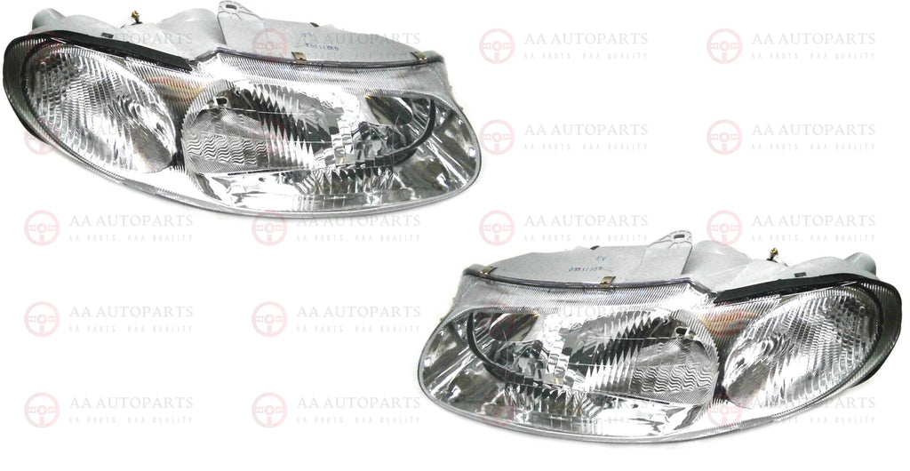 Chrome Headlights Pair + Full LED Globes For Holden Commodore VT WH 1997-2003