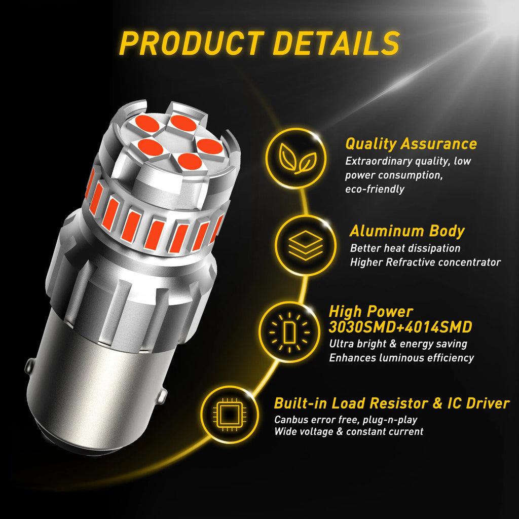 AUXITO 2/4x BAY15D P21/5W 1157 Red 23SMD LED Brake Stop Tail Light Bulb Globe A