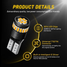 Load image into Gallery viewer, 2/10x T10 168 175 Car Bulb LED Canbus AMBER RED WHITE Side Light Bulbs Globe AU