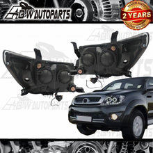 Load image into Gallery viewer, SET Headlights For Toyota Hilux N70 7/2011-2015 Black HALO Angel Eyes Projector