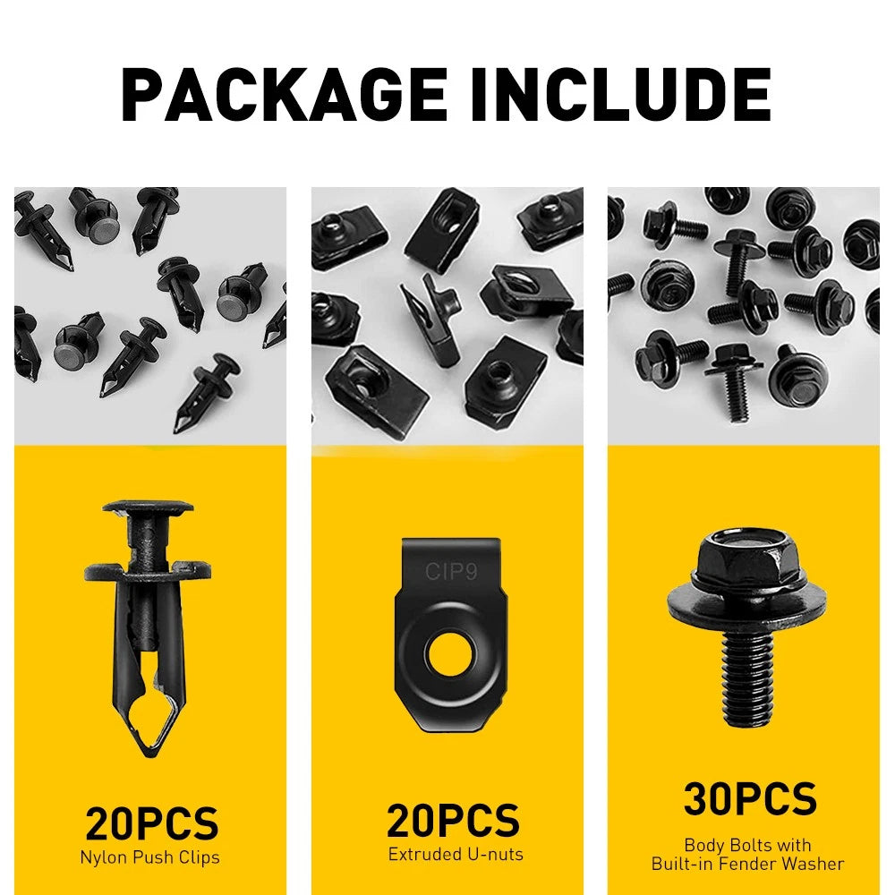 70PCS Car Push Pin Radiator Grille Bumper Vent Fender Liner Trim Clips Fastners