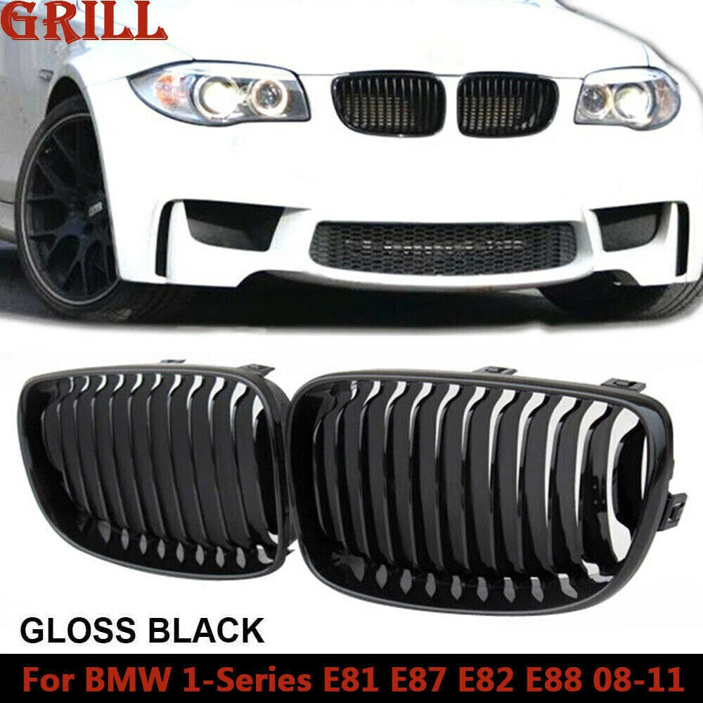 Gloss Black Kidney Front Grille Grill For BMW 1 Series E81 E87 E82 E88 2008-2013