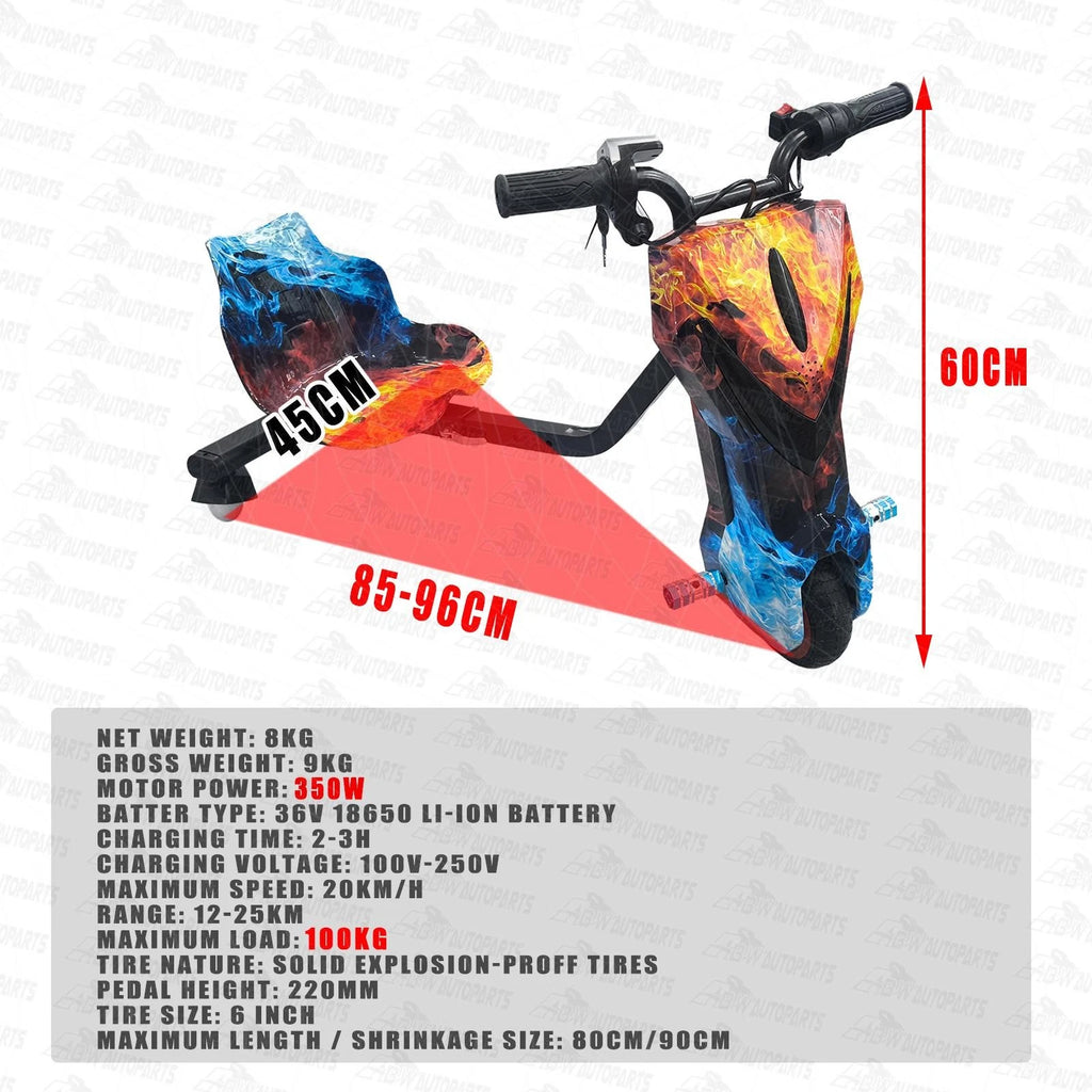 2025 NEW 350W Electric Drift Go Kart 20KM/H Kids Ride On Toys Trike W/ Bluetooth