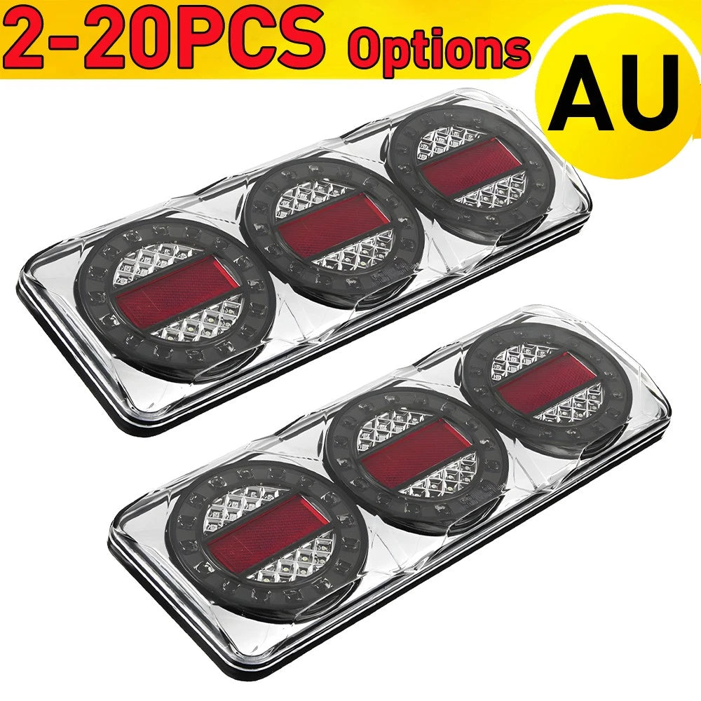 2-20X 3 LED Combination Tail Lights Stop/Tail/Indicator/Reverse Truck Ute Tray