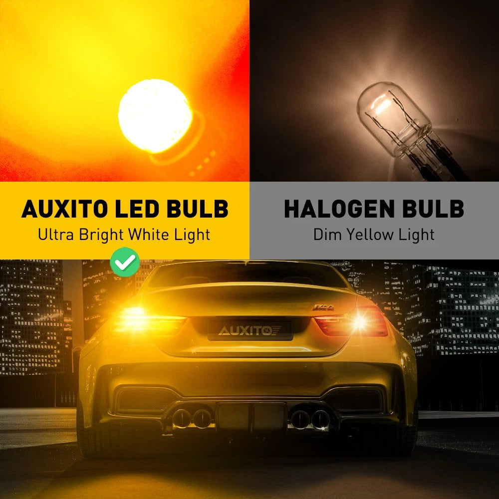 AUXITO 2X 7440 T20 7443 AU Canbus LED Free Amber Lights Reverse bulb 1800LM AU