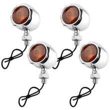 Load image into Gallery viewer, Chrome Mini Bullet Motorcycle Turn Signal Tail Lights Amber Indicator For Harley