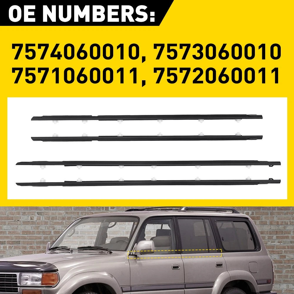 4x For 1990-1997 Toyota Landcruiser 80 Series Window Weather Seal Chrome