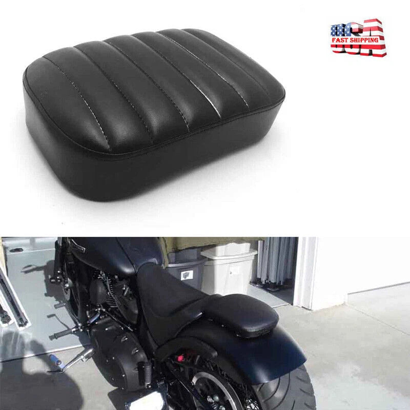 Black Motorcycle Seat Pad with 8 Suction Cups Pillion Pad For Harley Chopper ST