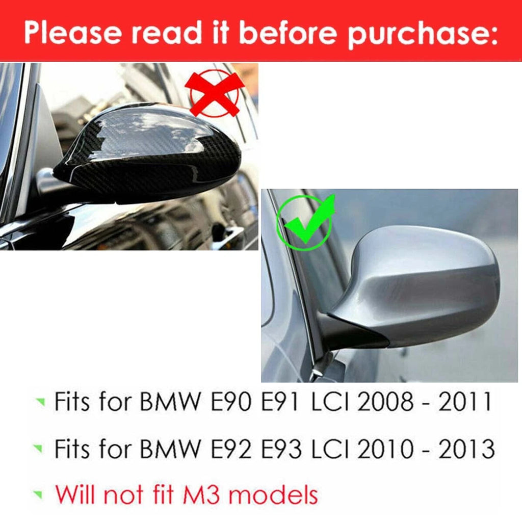 2x For BMW E90 E91 2008-11 LCI Carbon Fiber Look M3 Style Side Mirror Cover Cap