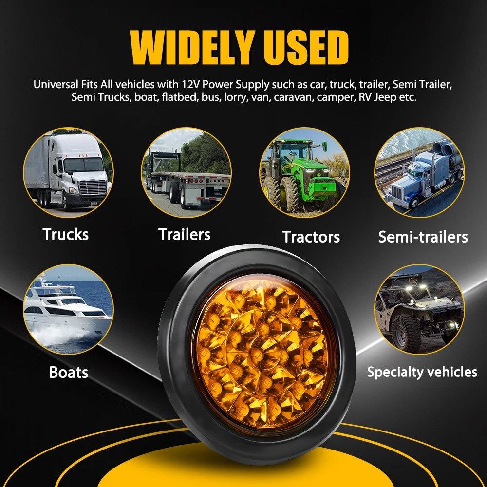 4X Trailer tail lights 16 LED Stop Tail Lights Red Amber Boat Truck Lamp