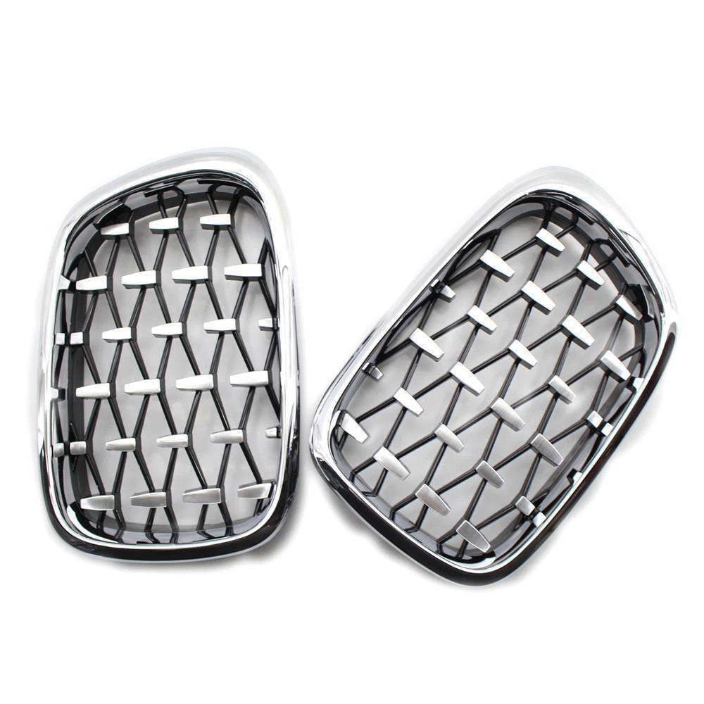 2x Chrome Diamond Meteor Kidney Front Grille For BMW 5 Series E39 M5 99-2003 ST