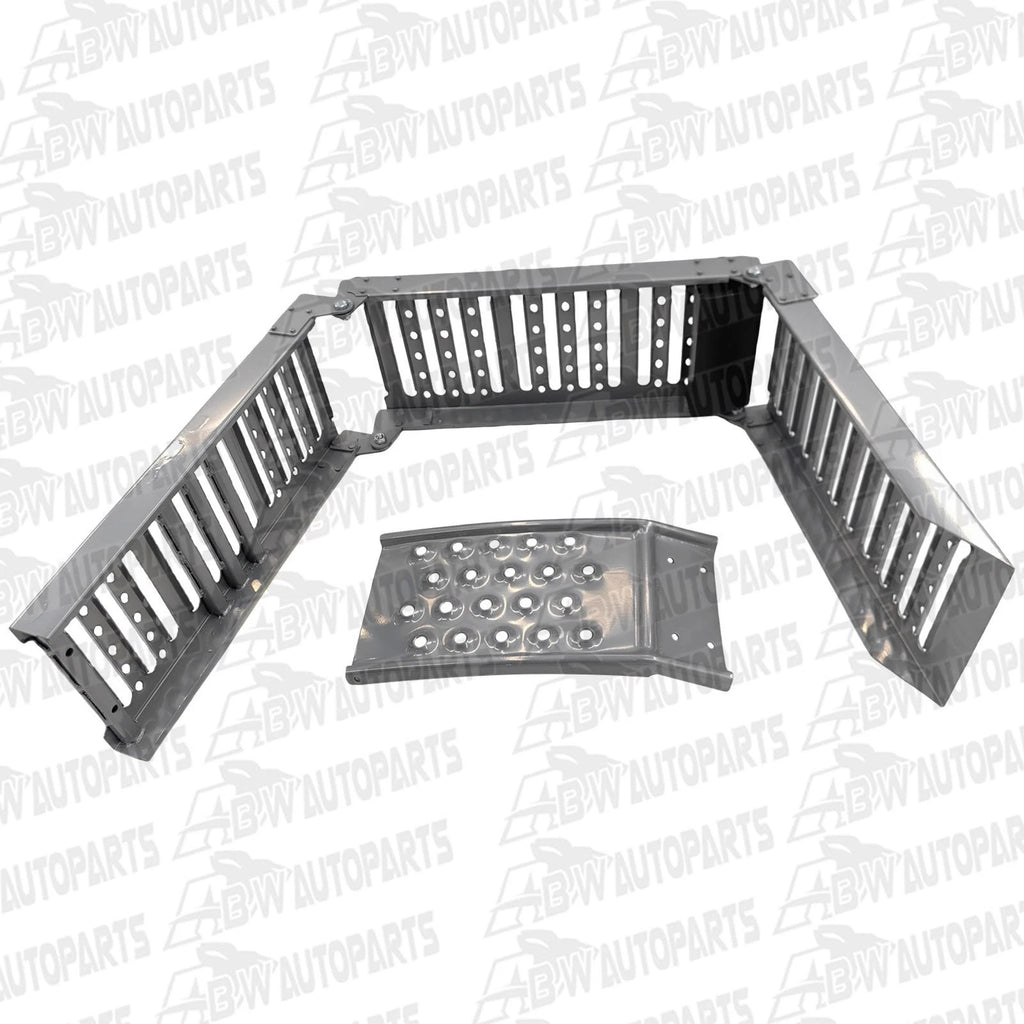 2-In-1 Folding Sturdy Car Loading Ramp HU2500 Grey Multi-Use Steel Portable Ramp