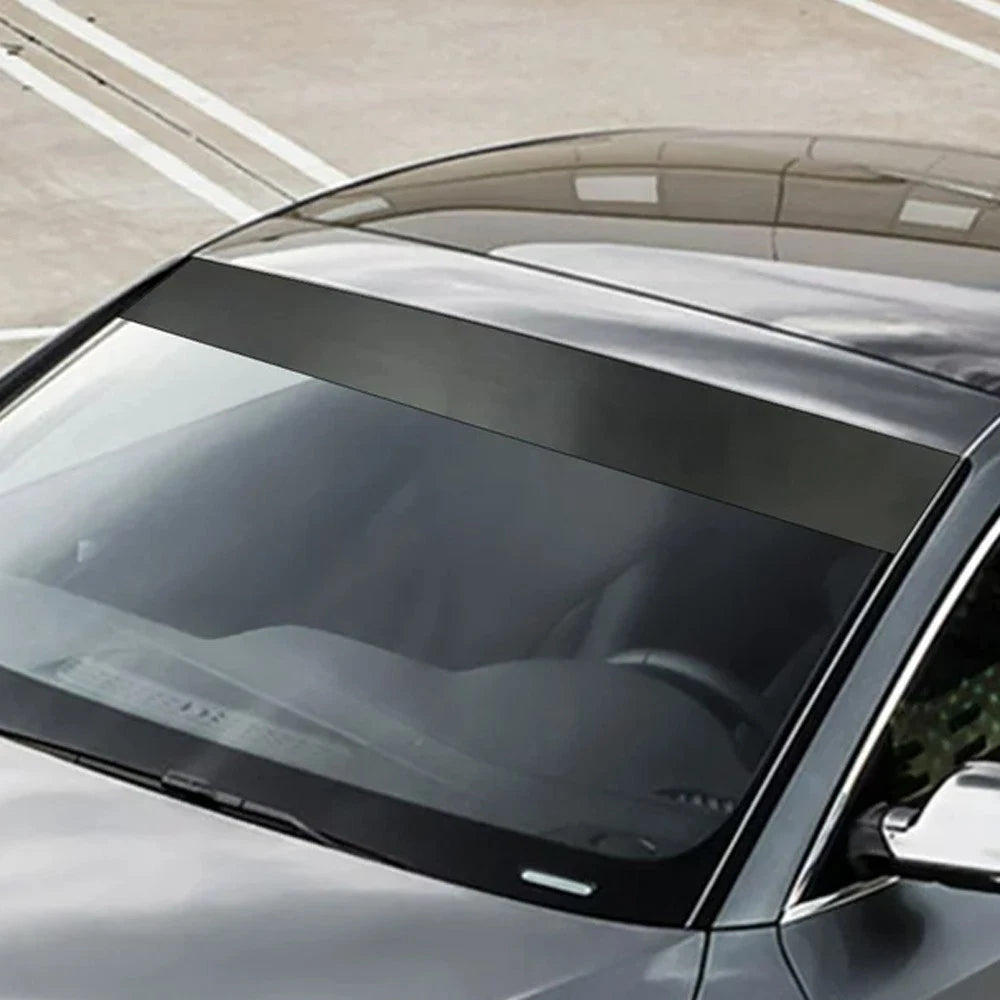 Matte Black Decal Sun Strip Windshield Eyebrow Banner Shade Tint Film 20cm*150cm