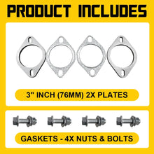 Load image into Gallery viewer, 2SET Exhaust Flange Plates 76mm 3” Inch With 4 Gaskets 8mm + 8X Nuts Bolts