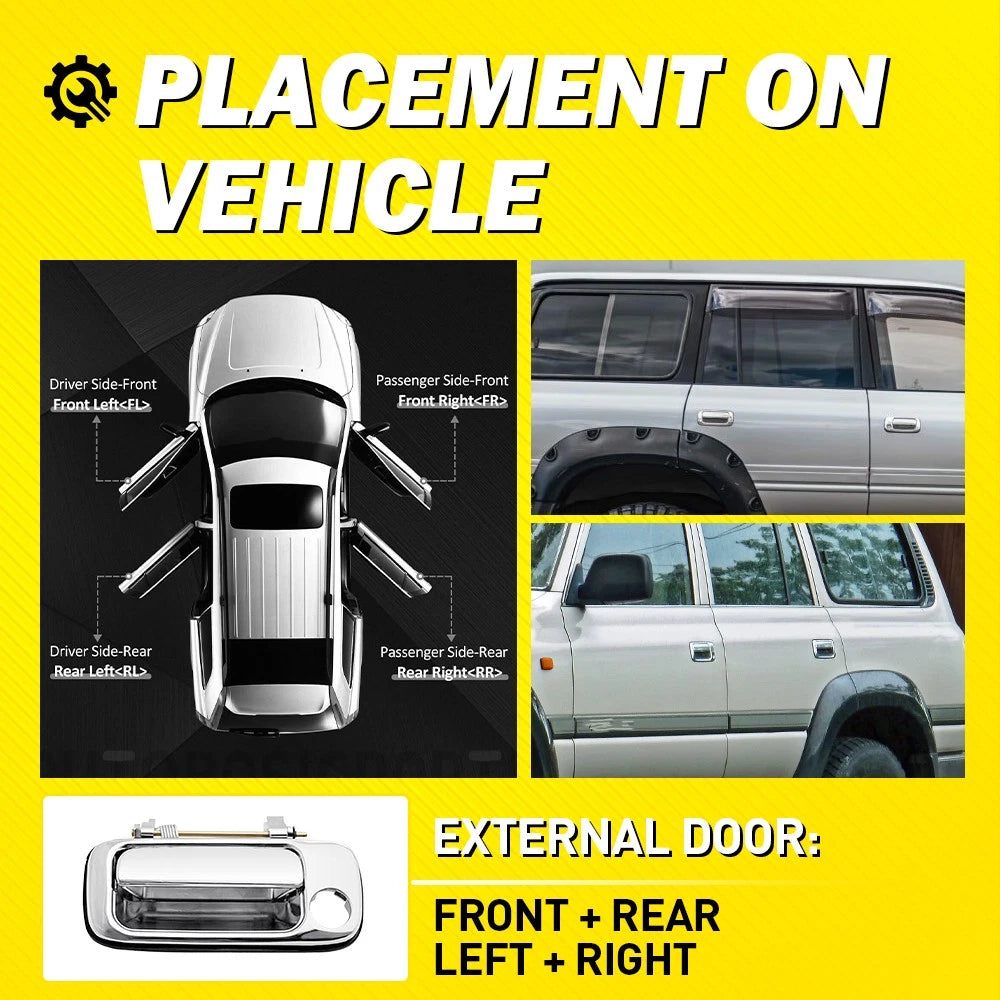 4PCS Outer Inner Door Handle Front/Rear L/R For Toyota Landcruiser 80 90-98