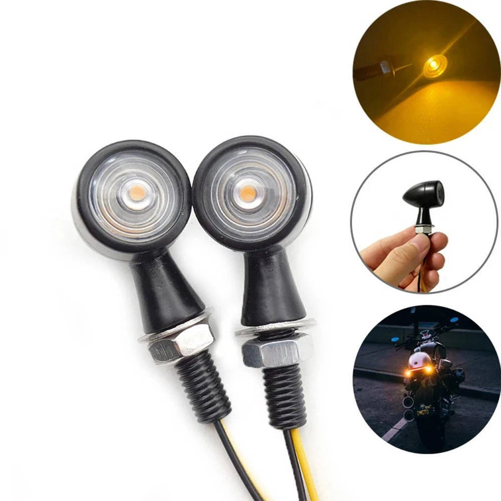 2X LED Indicators Amber Turn Signal Lights Mini Lamps Motorcycle Bike Universal