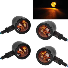 4 Black Motorcycle Turn Signal Light Indicator Lamp For Harley Chopper Bobber ST