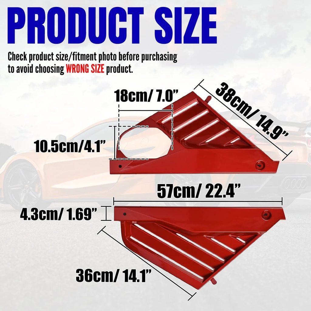 Red ABS Engine Bay Panel Cover for Chevrolet Corvette C8 Stingray 2020-2024 ST