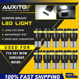 10x T10 LED Car Side Wedge Parker Light Bulbs 6500K Bright White 168/194/2825