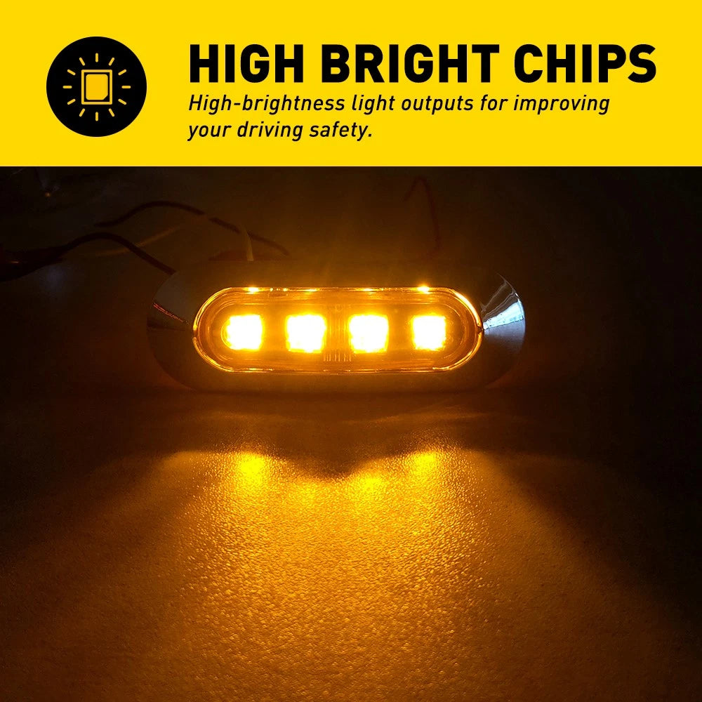 20x LED CLEARANCE LIGHTS SIDE MARKER LAMP AMBER TRAILER TRUCK CARAVAN 12-24VOLT