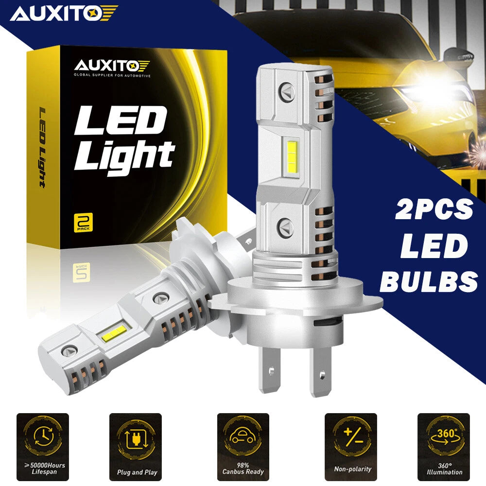 AUXITO 2X H7 LED Headlight Globe Bulb Kit Hi/Lo Beam 140W 30000LM White Brighter