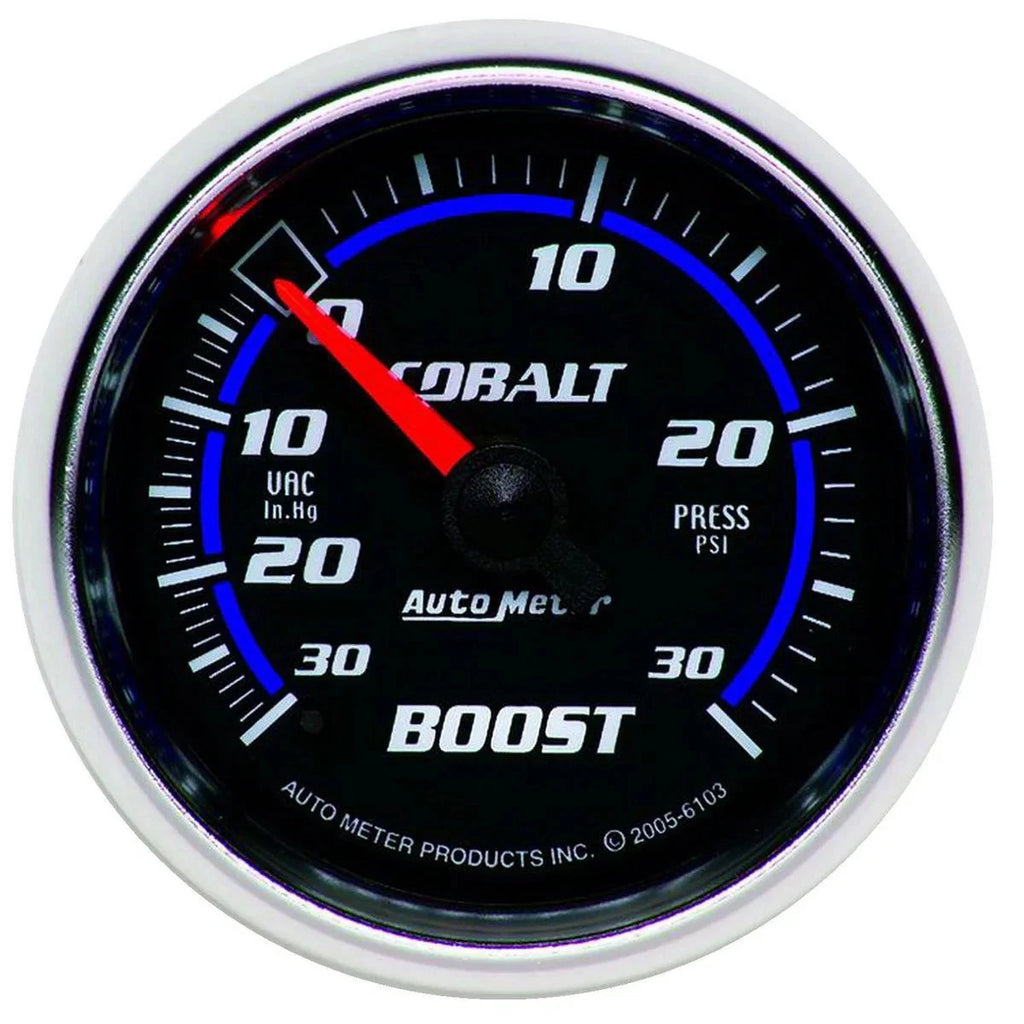 Autometer Cobalt 2-1/16in Boost/Vacuum Gauge 30in/Hg 30PSI Mechanical AU6103
