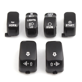 6X Black Hand Control Switch Housing Button Covers Caps Kit For Harley XL 96-13