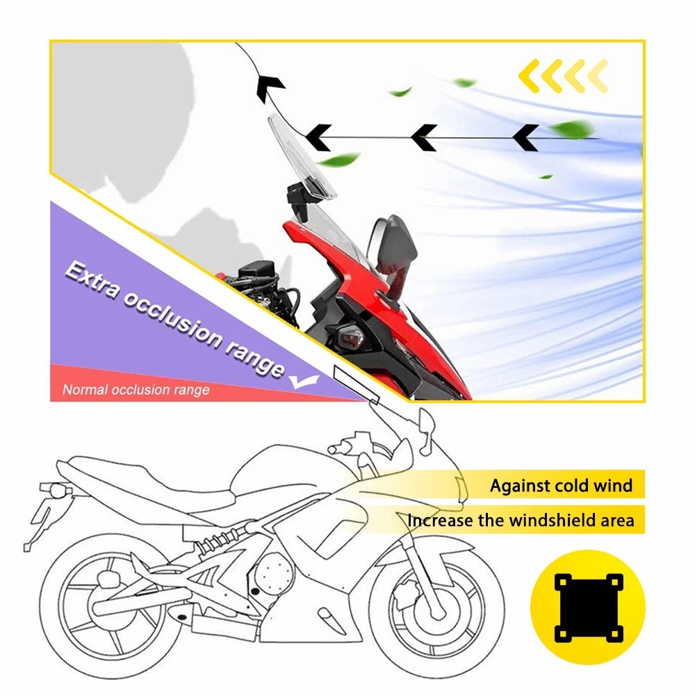 Motorcycle Windshield Motorbike Clip On Windscreen Deflector Extension Spoiler