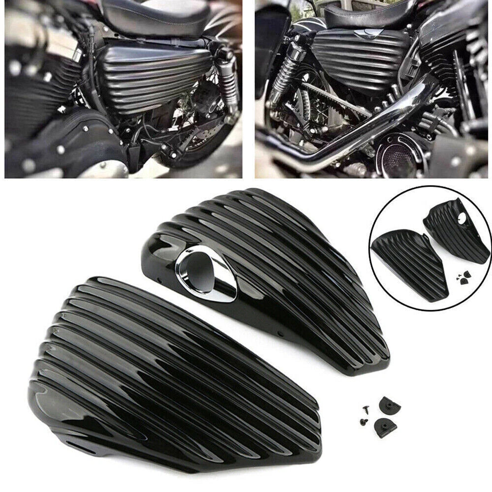 Left & Right Side Oil Tank Battery Cover For Harley Sportster XL883 XL1200 04-13