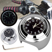 Load image into Gallery viewer, Motorcycle Bike Chrome Waterproof Dial Handlebar Clock Glow Watch For 7/8" to 1"