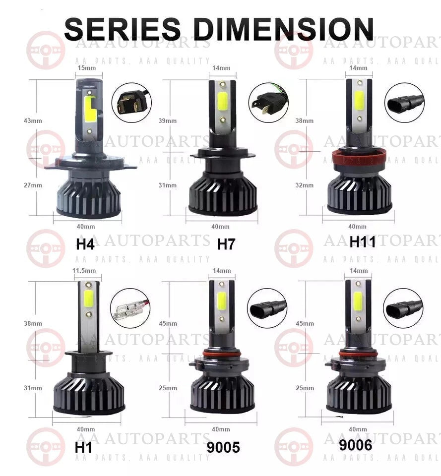 Black Headlights Pair + LED Globes For Holden Commodore VY SS SV6 SV8