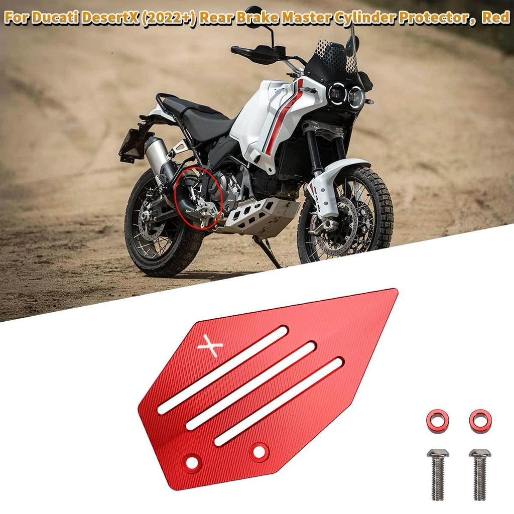 Red CNC Rear Brake Master Cylinder Guard Protector Cover For Ducati DesertX 2022