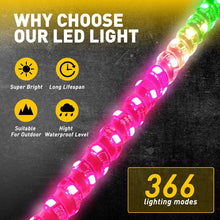 Load image into Gallery viewer, Pair 3ft bluetooth RGB Spiral LED Whip Lights +Remote For ATV UTV Motorcycle
