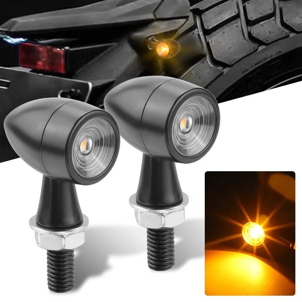 2X LED Indicators Amber Turn Signal Lights Mini Lamps Motorcycle Bike Universal