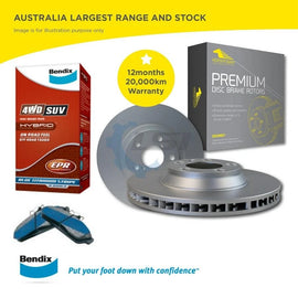Front Bendix Brake Pads and Disc Rotors SET for Mitsubishi Triton MQ 2015-2018