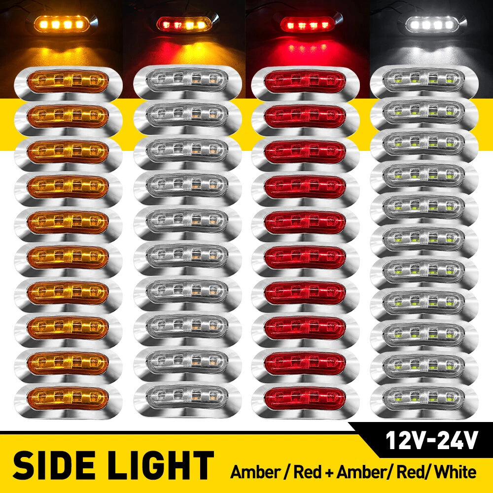 10X CLEARANCE LIGHT LED SIDE MARKER AMBER RED WHITE TRAILER TRUCK CARAVAN 12-24V