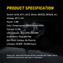 Load image into Gallery viewer, 2X AUXITO CAR LED 36MM FESTOON INTERIOR LIGHT WHITE BULB WEDGE AUTO DOME GLOBE