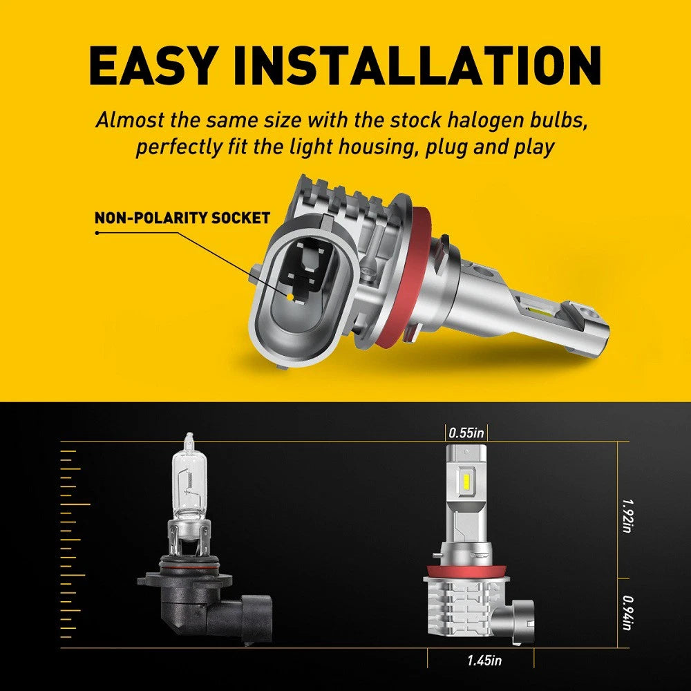 2X Fog Light H11 LED Kit Headlight Hi Light Bulbs 19000LM Amber White AUXITO A