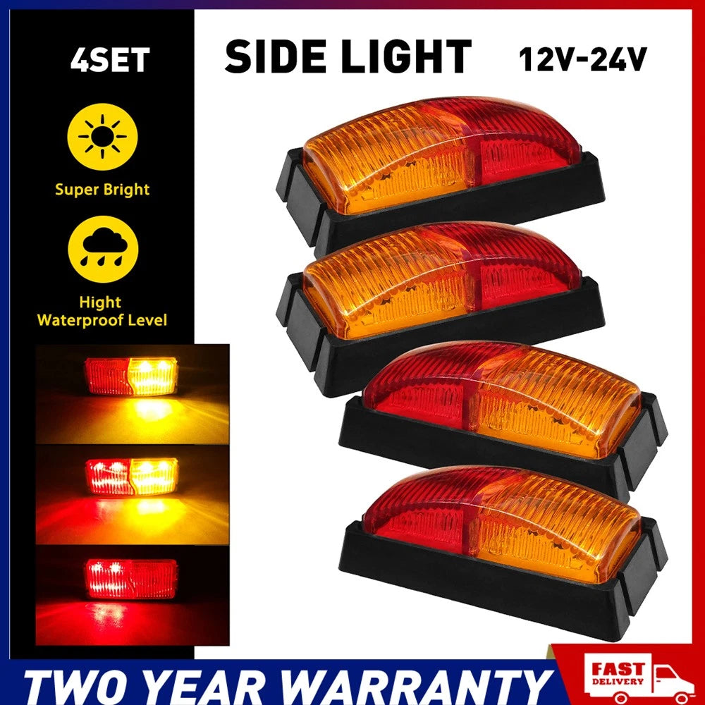 4X Trailer Truck Caravan Lorry LED Side Marker Clearance Lights Red Amber NEW