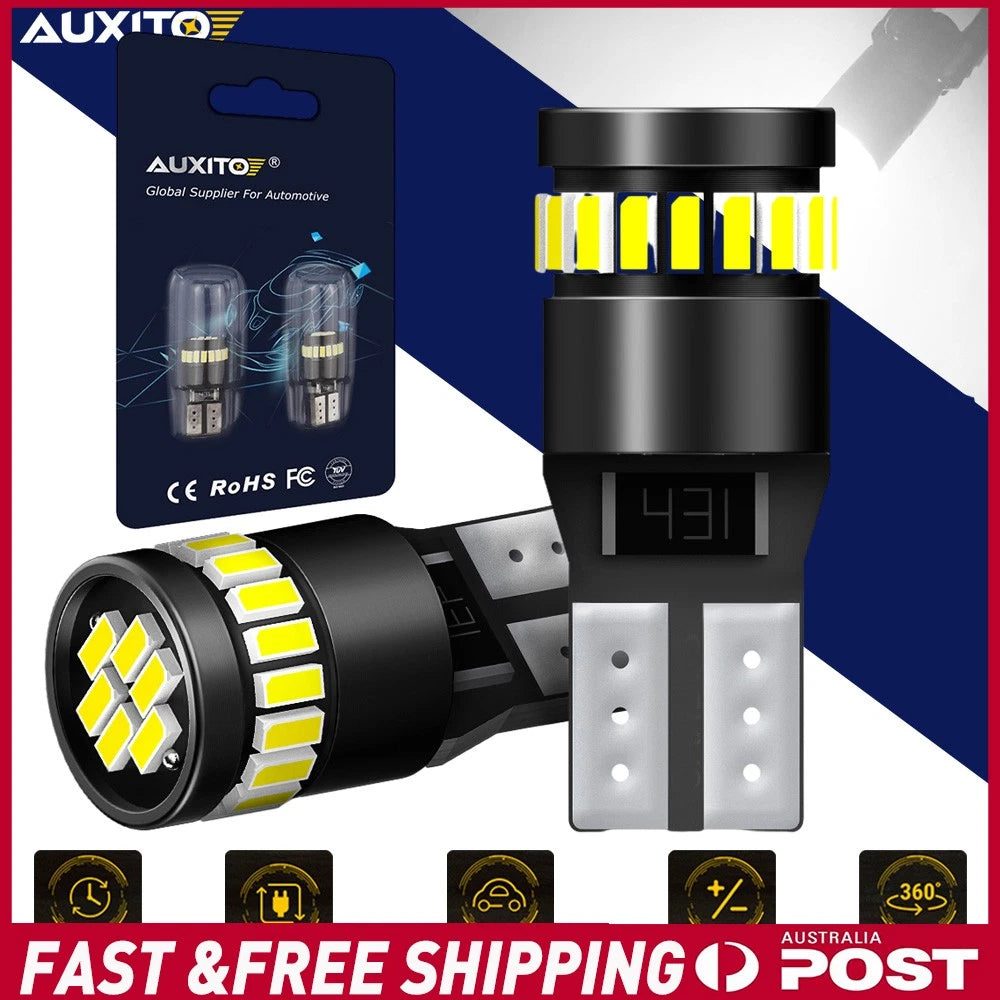 2X T10 LED CANBUS 12V 3014 W5W WHITE COOL CAR TAIL SIDE LIGHTS TURN PARK BULB