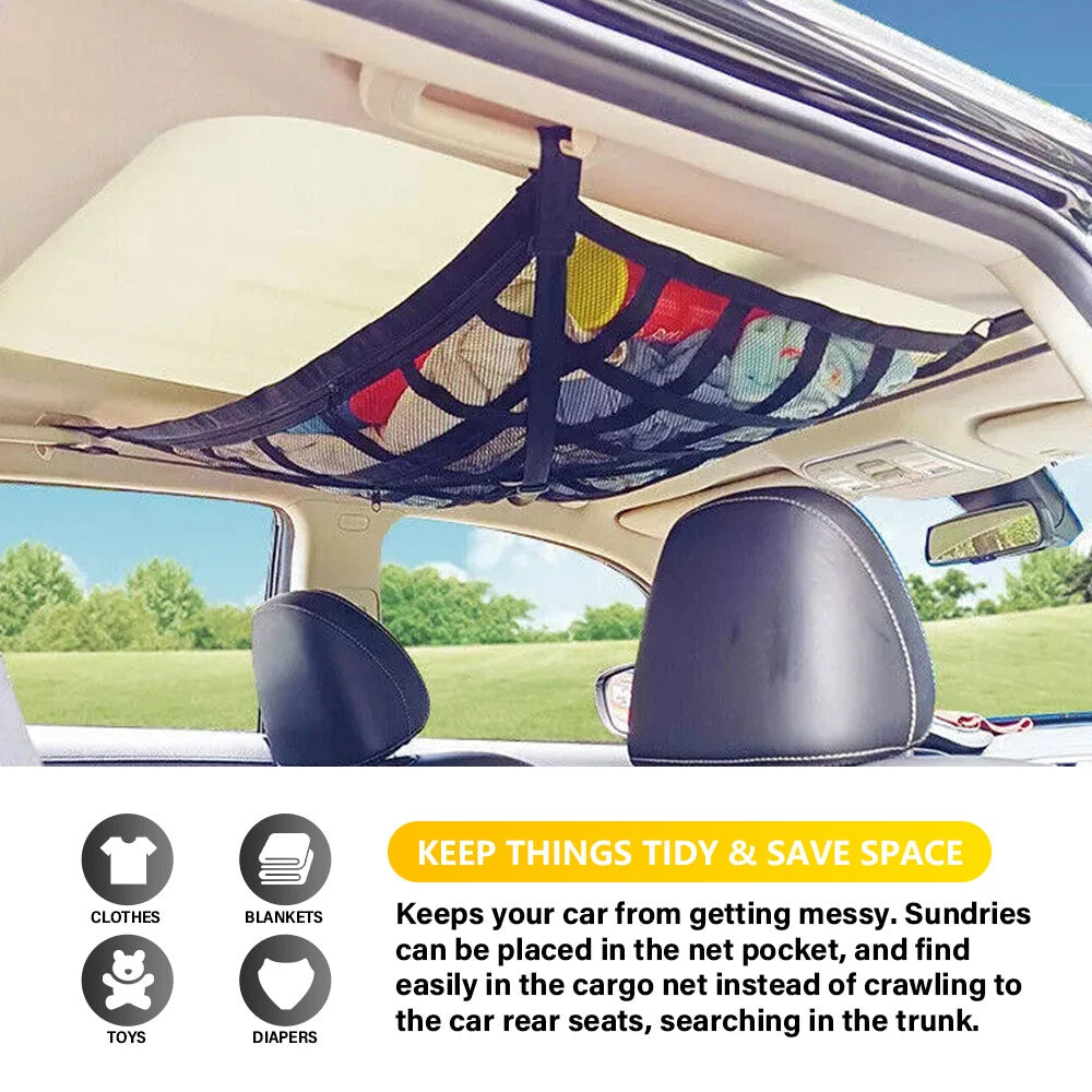 Universal Car Ceiling Storage Net Car Roof Cargo Net Mesh Storage Bag Campervan