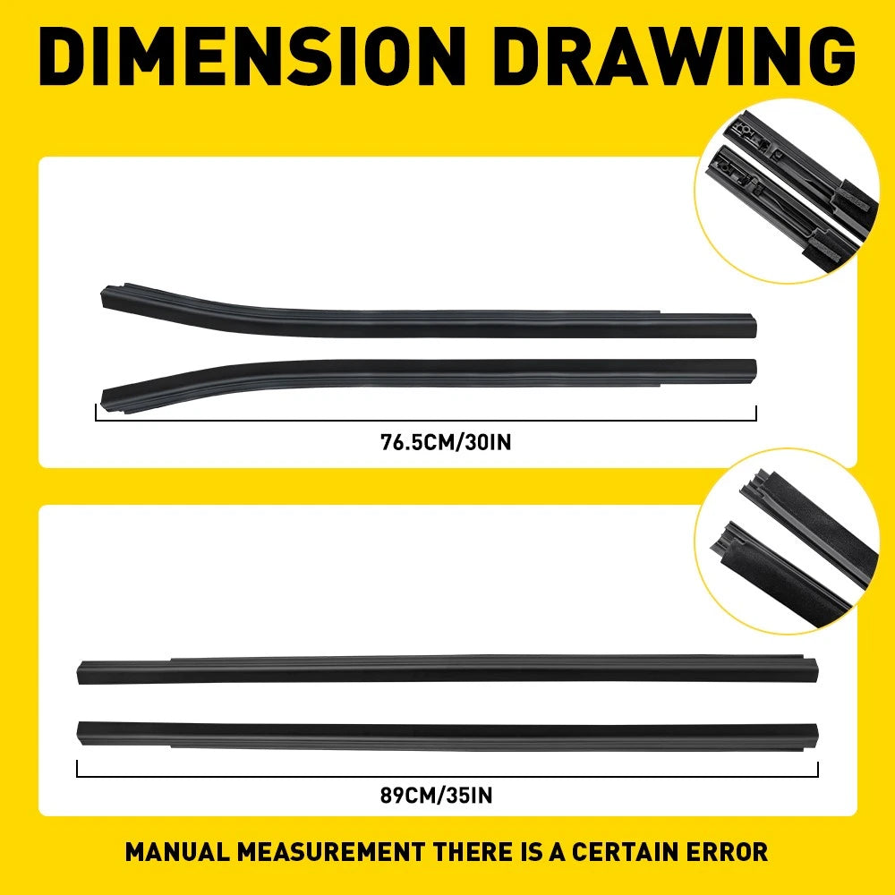 4X Outer Window Seals Moulding / Weather Strip 4 Doors FOR FORD RANGER 2012-21