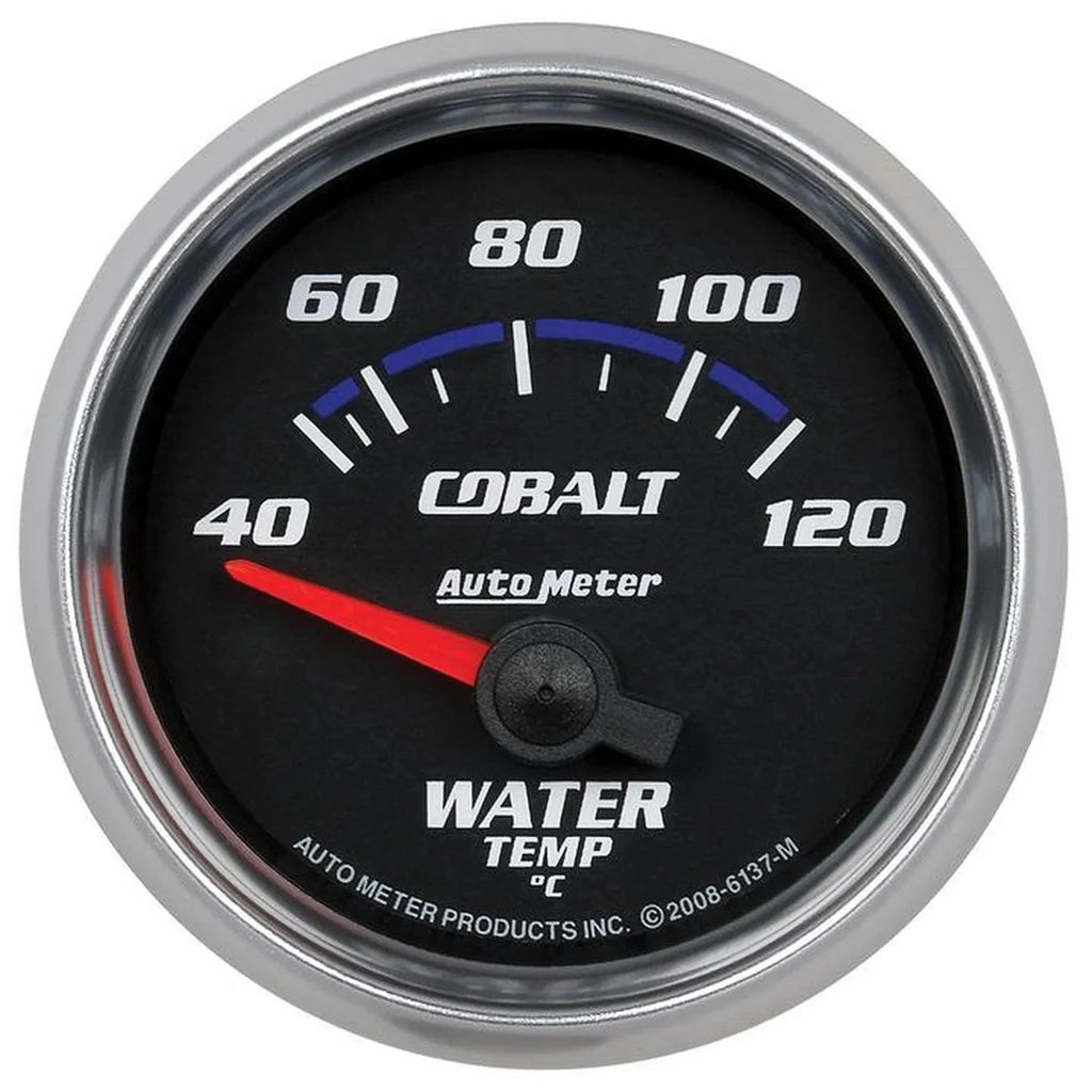 Autometer Cobalt 2-1/16in Water Temp Gauge 40-120C Short Sweep Electric AU6137-M