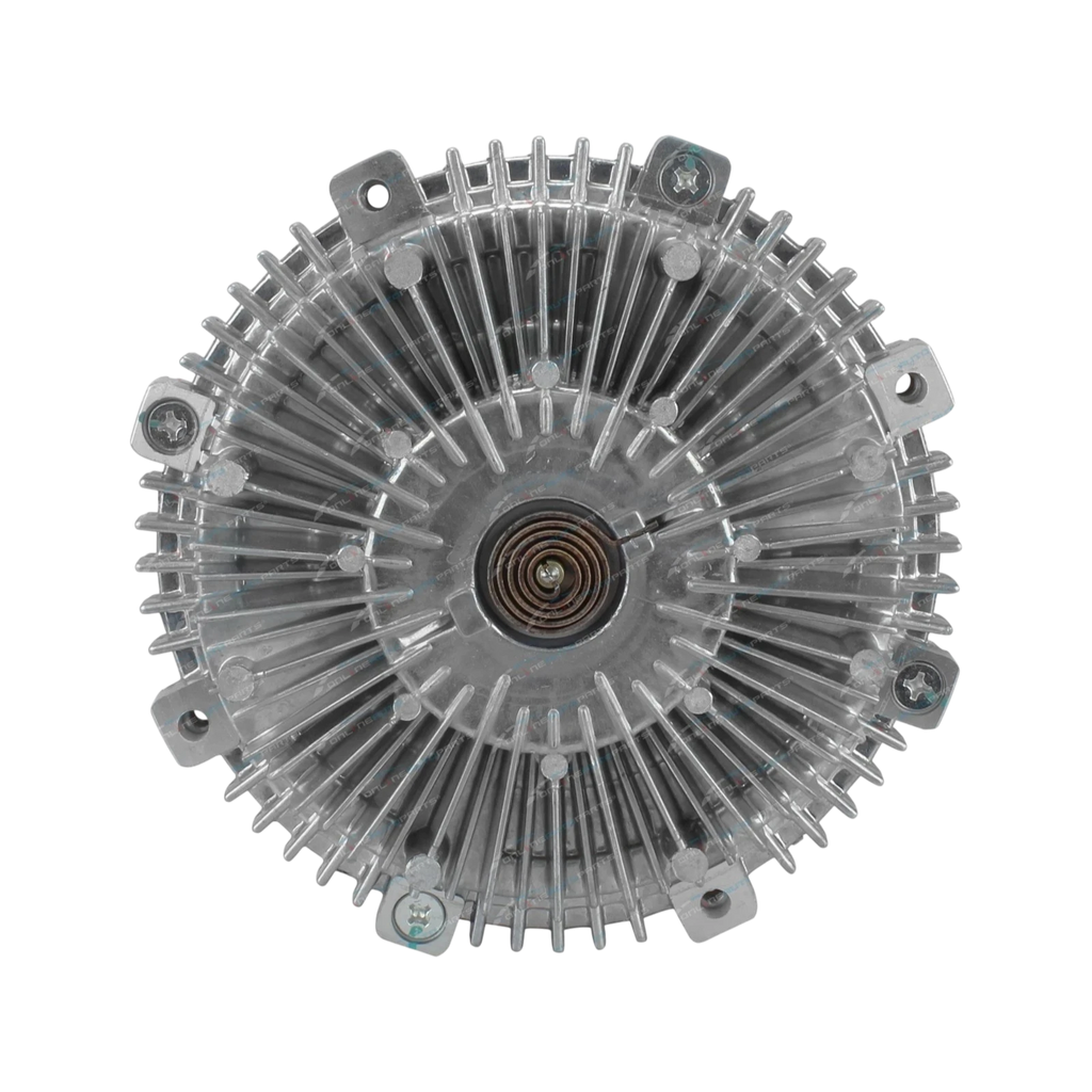 Metallic fan clutch on a white background