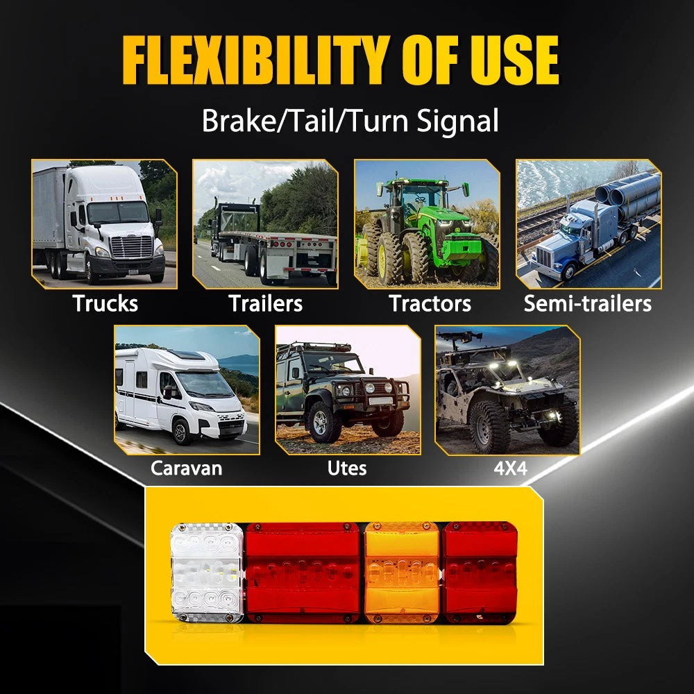 2x Trailer tail lights 244 LED Stop Tail Light Kit Sequential Caravan Boat Truck