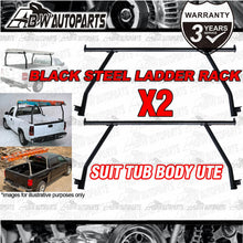 Load image into Gallery viewer, X2 Black Steel Heavy Duty Adjustable UTE Tub Ladder Rack Roll Bar