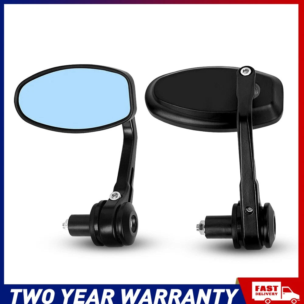 7/8" Bar End Universal Black Motorcycle bike Rear Side View Mirrors Cafe Racer A