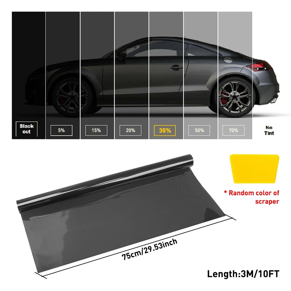 Window Tint Film Black Roll VLT 35% Car Home 75cmX3m Tinting Tools Anti-UV AU