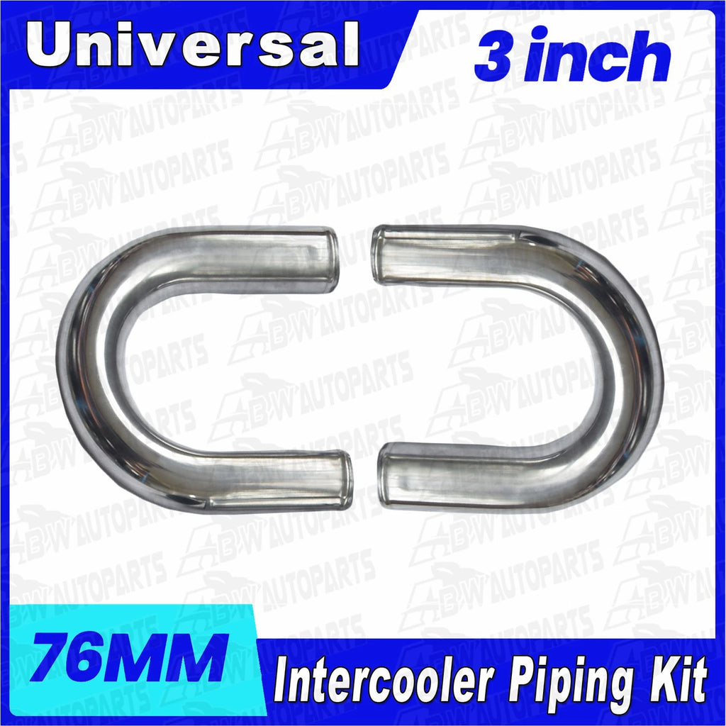 Intercooler Turbo Piping Pipe Kit Aluminum + Silicone Hose Universal 3"Inch 76mm